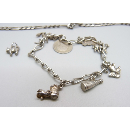 938 - A silver necklace and a bracelet, 33g