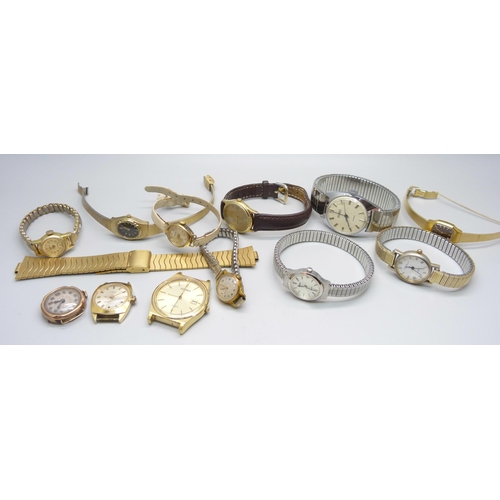 947 - A lady's 9ct gold cased wristwatch and other wristwatches