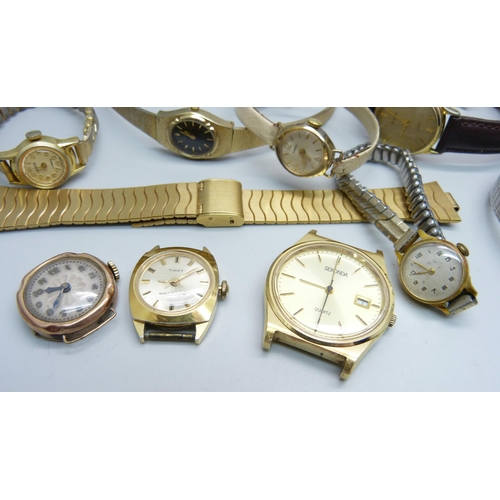 947 - A lady's 9ct gold cased wristwatch and other wristwatches