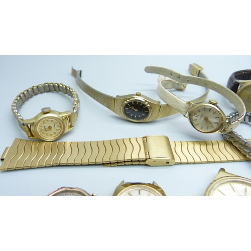 947 - A lady's 9ct gold cased wristwatch and other wristwatches