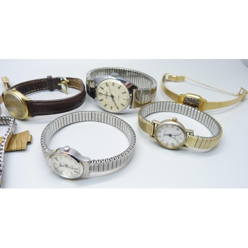 947 - A lady's 9ct gold cased wristwatch and other wristwatches