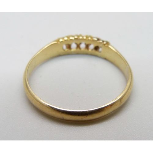 948 - A Victorian 18ct gold and diamond ring, Birmingham 1891, 2.8g, R