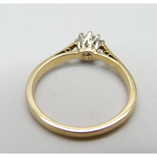 949 - An 18ct gold and diamond solitaire ring, 2.3g, L, over 0.25ct diamond weight