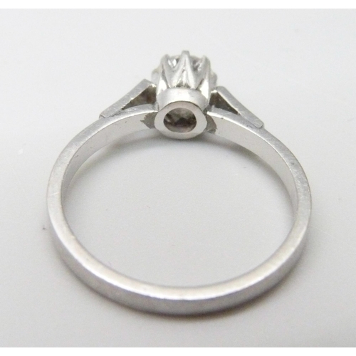 969 - A platinum and diamond solitaire ring, 4.6g, P, approximately 0.5ct diamond weight