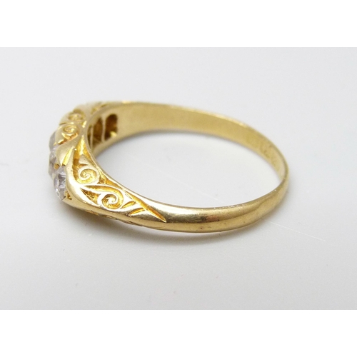 970 - An Edward VII 18ct gold and diamond ring, Birmingham 1902, 3g, M