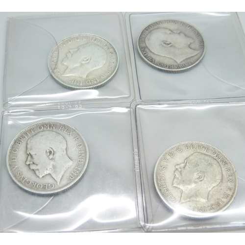 992 - Four florin coins, 1907, 1912, 1914 and 1916