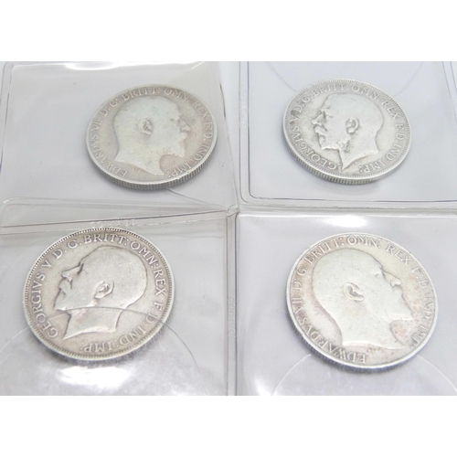 993 - Four florin coins, 1904, 1910, 1912 and 1919