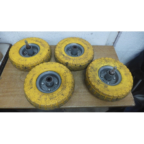 2021 - A set of four solid Rolson sack trolley wheels