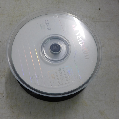 2074 - A quantity of CD-R and DVD-R re-writable blank compact discs and a quantity of blank mini cassettes ... 