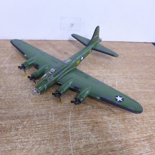 2093 - A box of approx. 30 die-cast toy cars and other vehicles including a Corgi B-17F Flying Fortress bom... 