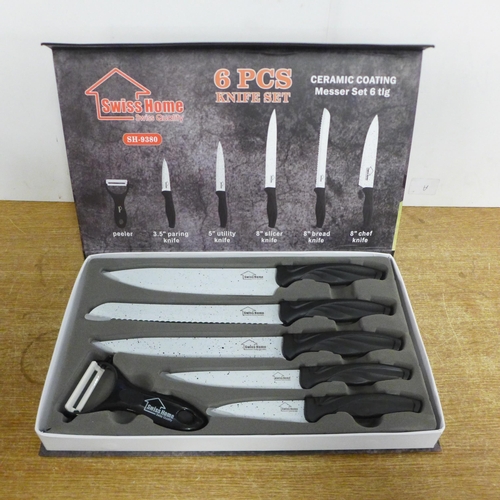 2099 - 2 Swiss Home 6-piece ceramic coated knife sets (SH-9380)