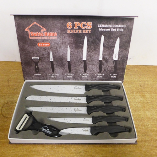 2099 - 2 Swiss Home 6-piece ceramic coated knife sets (SH-9380)