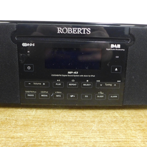 2101 - A Roberts MP Sound 43 DAB radio and CD player with CD/DAB/FM digital sound system and docking system... 