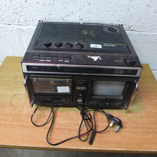 2126 - 3 Items of vintage A/V equipment; a Hitachi 21-68CH radio/tape/TV, a Sharp RT-200 tape deck and a Hi... 