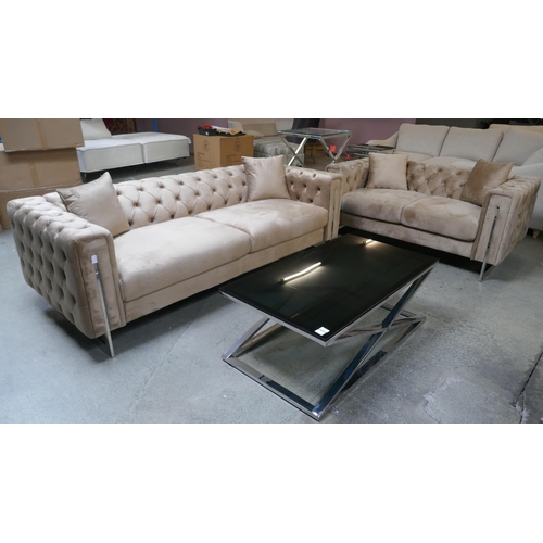 1528 - Fenzi paif of brushed gold sofas