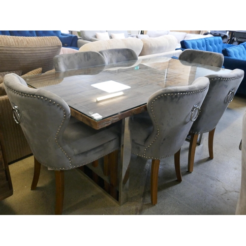 1535 - A Railway 180cm dining table and six chairs