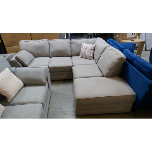 1542 - A grey/mink corner sofa