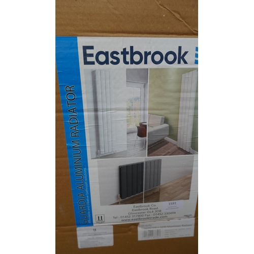 1591 - Eastbrook Guardia Aluminium Matt White radiator (600x1230) and one other radiator