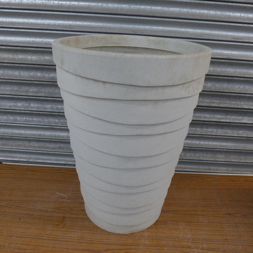 2203 - 2 Large plastic planters (65cm tall and 55cm tall)