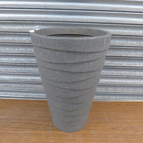 2203 - 2 Large plastic planters (65cm tall and 55cm tall)