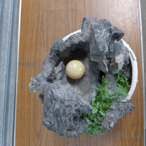 2213 - A Mountain Scene therapeutic indoor water fountain with a large round stone bowl