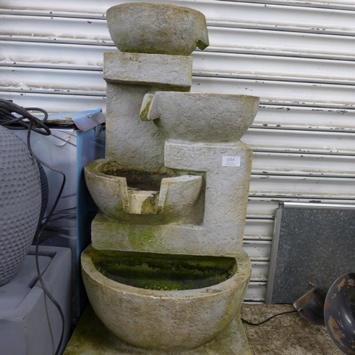 2214 - A 3-tier stone effect cascading water feature - W