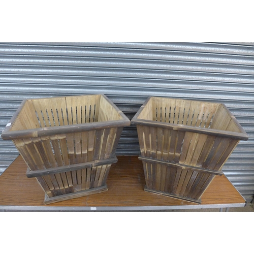 2225 - Two large bamboo log baskets