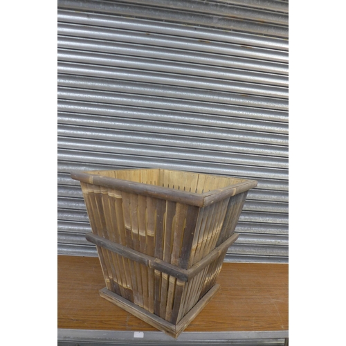 2225 - Two large bamboo log baskets