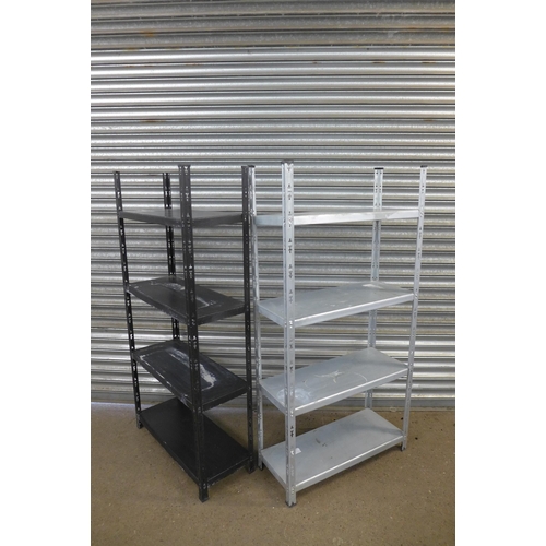 2230 - Two metal 4 shelf boltless workshop racking bays