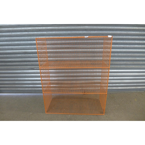 2232 - A metal 3-section shelving unit - 1.07m x 87cm x 39cm