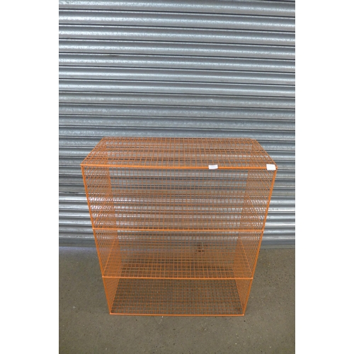 2232 - A metal 3-section shelving unit - 1.07m x 87cm x 39cm