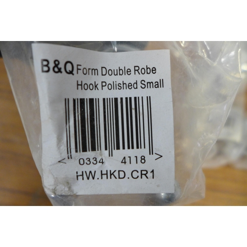 2244 - A box of approx. 30 B & Q polished chrome double robe hooks