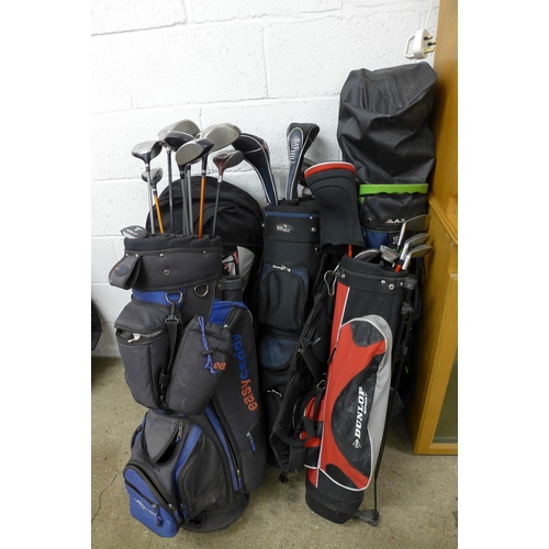 2276 - 9 Bags of assorted golf clubs, drivers, irons, putters (Wilson, Dunlop, Nicklaus, Slazenger, McGrego... 