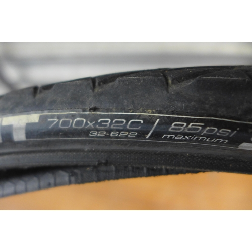 2297 - A set of bike wheels (including shimano gear cassette) with a set of Schwalbe bike tyres and another... 