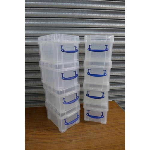 2298 - 18 x 3 litre Really Useful plastic storage boxes with lids, 4 x 9 litre Really Useful plastic storag... 