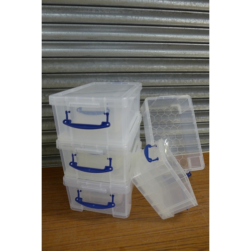 2298 - 18 x 3 litre Really Useful plastic storage boxes with lids, 4 x 9 litre Really Useful plastic storag... 