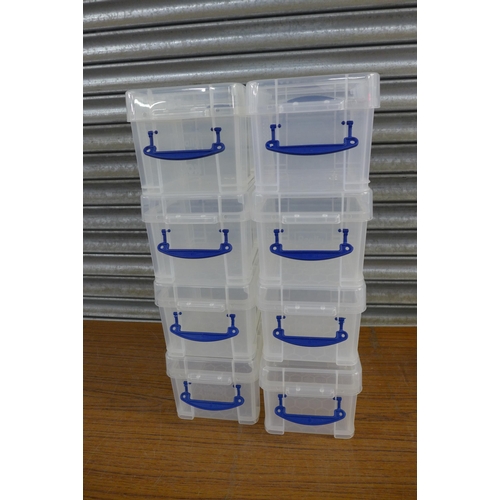 2300 - Two 50 litre Really Useful plastic storage boxes with lids, 12 x 3 litre Really Useful plastic stora... 