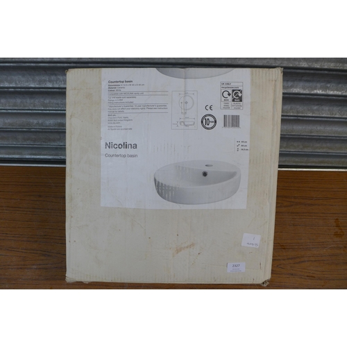 2327 - A Nicolina white ceramic counter top basin (44x44x14.5cm) - boxed & unused