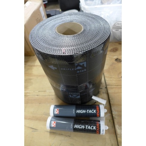 2281A - A roll of 300mm x 12m black Ubiflex lead free replacement flashing and two 290ml tubes Ubiflex high ... 