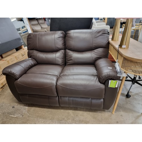 1487 - A brown upholstered two seater recling sofa