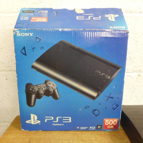 2071 - A PlayStation 3 slim console (audio/video cables only) and a quantity of assorted video games includ... 