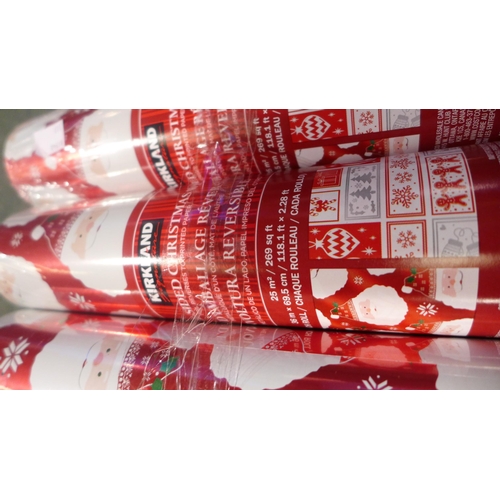 3014 - 6x Kirkland Signature Santa Xmas Foil Wrapping Paper - Reversible  (317-698) *This lot is subject to... 