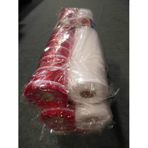 3034 - 4 Packs Of 2 Rolls Of Decorative Mesh Ribbon (White/Red)    (317-719) *This lot is subject to VAT