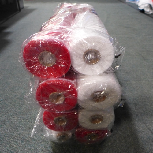 3035 - 4 Packs Of 2 Rolls Of Decorative Mesh Ribbon (White/Red)  (317-720) *This lot is subject to VAT