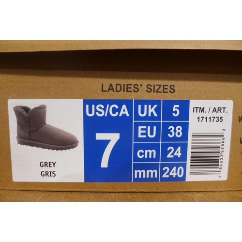 3133 - Two pairs of women's/kid's grey Shearling ankle boots - UK size 5 & 6  * This lot is subject to vat