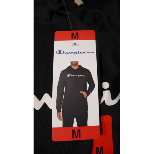 3158 - Quantity of men's Champion black hoodies - size M  * This lot is subject to vat