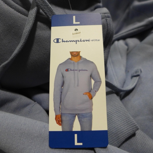 3173 - Quantity of men's baby blue Champion hoodies  - mixed sizes   * This lot is subject to vat