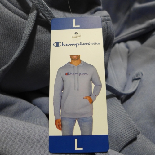 3174 - Quantity of men's baby blue Champion hoodies  - mixed sizes   * This lot is subject to vat