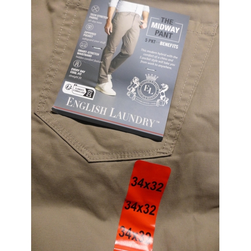 3206 - Quantity of men's English laundry fawn trousers - size 34x32 *This lot is subject to VAT