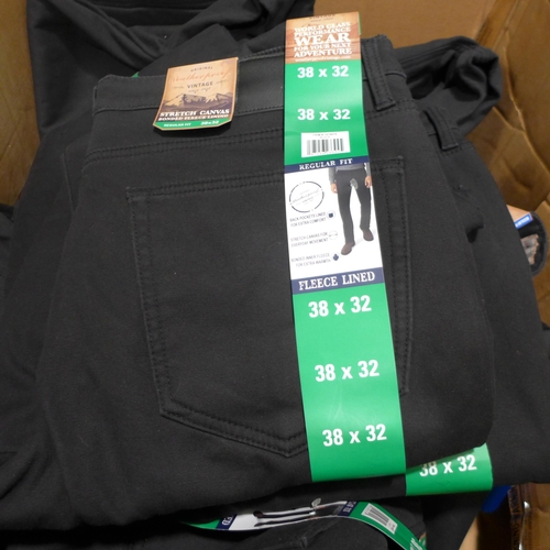 3213 - Quantity of men's black canvas fleece lined trousers - mixed size. * This lot is subject to VAT